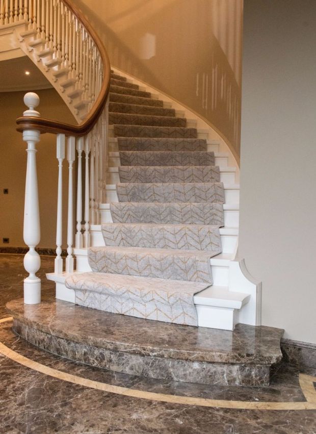stair runner or a winding staircase