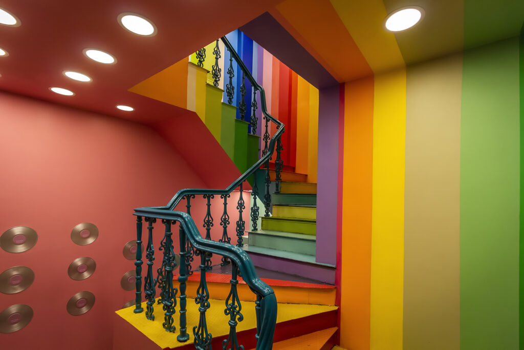 Rainbow coloured staircase