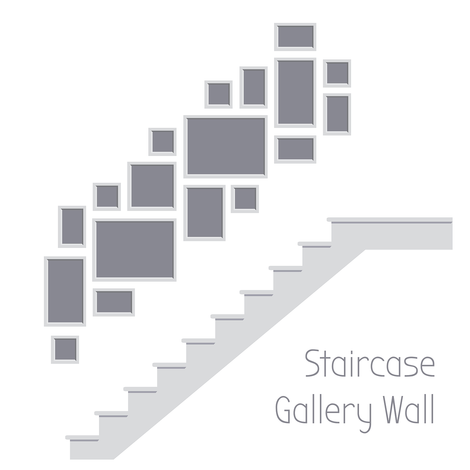 Staircase Gallery Wall With Collage Frames