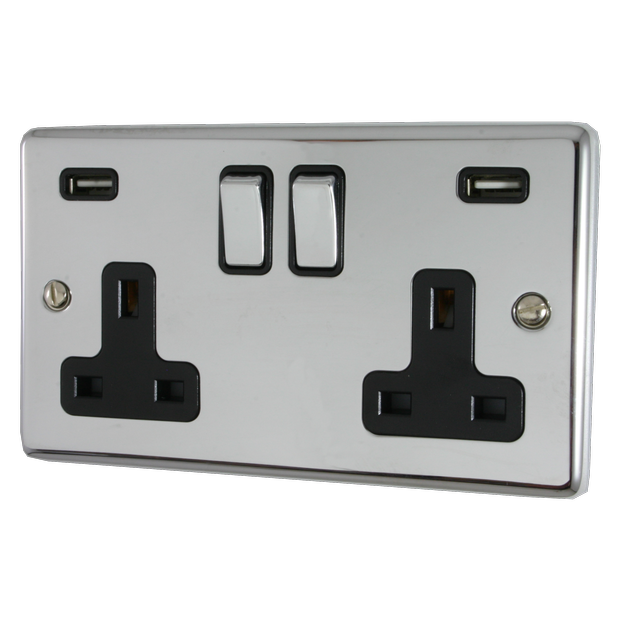 Gang Brass Plug Socket With USB