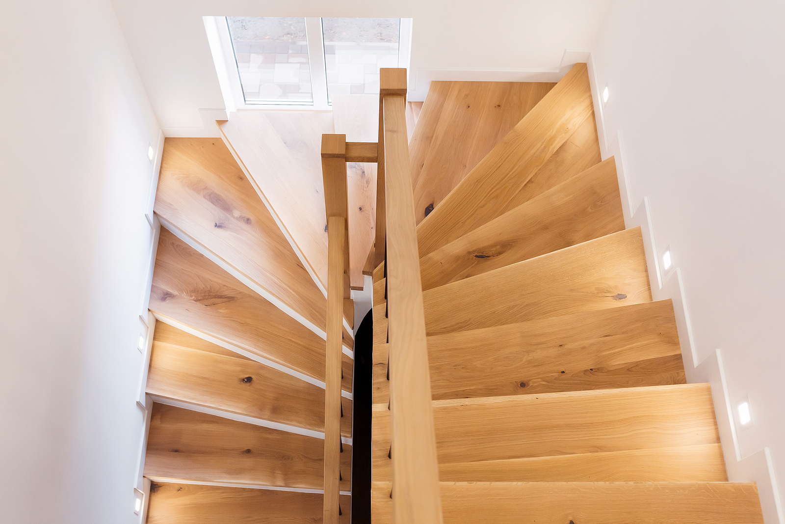 winding wooden staircase