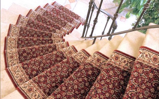 spiral staircase with stair runner
